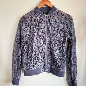 Zara Charcoal Lace Accent Blouse